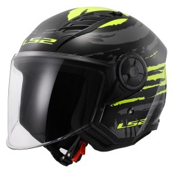 Casco jet LS2 OF616 Airflow II Brush Black Grey HV Yellow Casco jet LS2 OF616 Airflow II Brush Black Grey HV Yellow