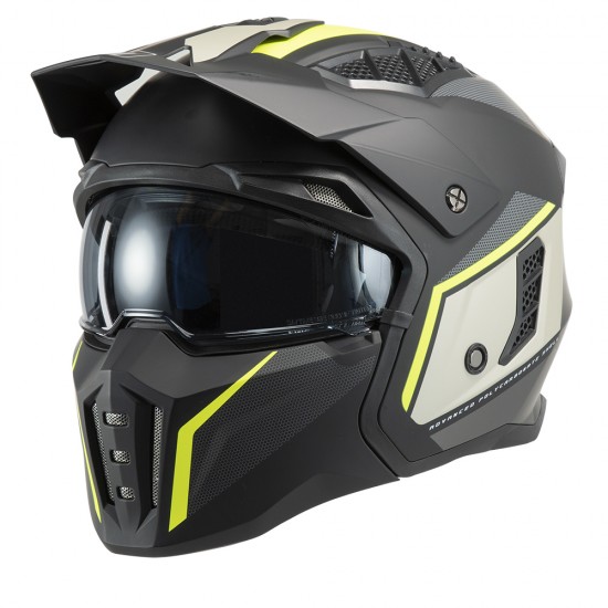 Casco modular MPH Harrier Cuby Matt Black Yellow Grey - Micasco.es - Tu tienda de cascos de moto