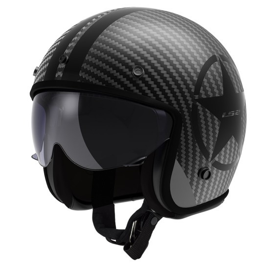 Casco jet LS2 OF601 BOB II Carbon Star Black - Micasco.es - Tu tienda de cascos de moto