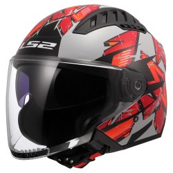 Casco jet LS2 OF600 Copter II KANJI Red