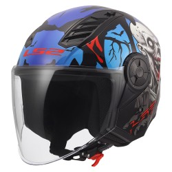 Casco jet LS2 OF616 Airflow II ZOMBIE II Gloss Black Red Blue