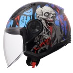 Casco jet LS2 OF616 Airflow II ZOMBIE II Gloss Black Red Blue - Micasco.es - Tu tienda de cascos de moto