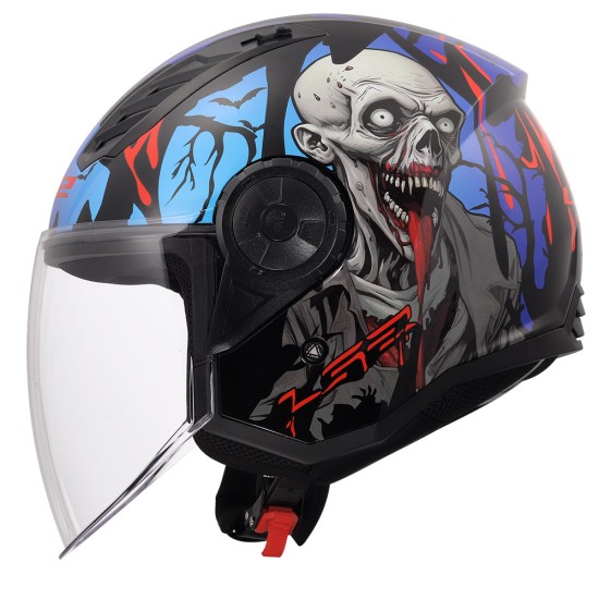 Casco jet LS2 OF616 Airflow II ZOMBIE II Gloss Black Red Blue - Micasco.es - Tu tienda de cascos de moto