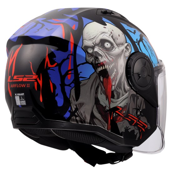 Casco jet LS2 OF616 Airflow II ZOMBIE II Gloss Black Red Blue - Micasco.es - Tu tienda de cascos de moto