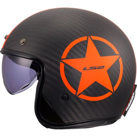 Casco jet LS2 OF601 BOB II STAR Matt Orange - Micasco.es - Tu tienda de cascos de moto