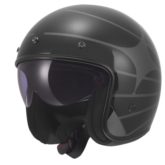 Casco jet LS2 OF601 BOB II COSMIC Gloss Black Grey - Micasco.es - Tu tienda de cascos de moto