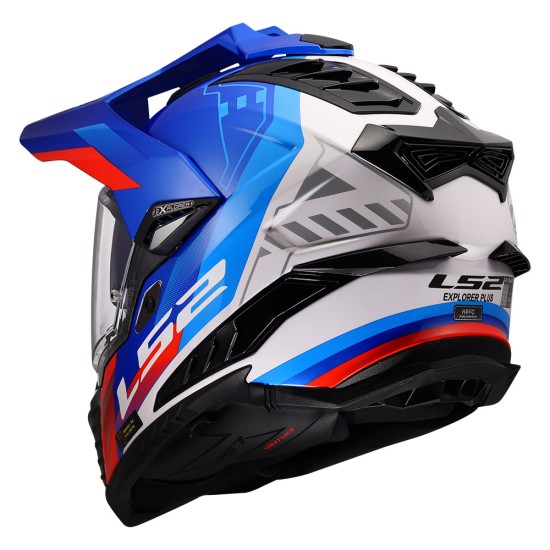 LS2 MX701 EXPLORER HEXA Gloss White Blue Red - Micasco.es - Tu tienda de cascos de moto