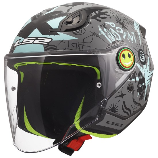 Casco infantil LS2 OF622 FUNNY II SCRIBBLE Gloss Grey Blue - Micasco.es - Tu tienda de cascos de moto