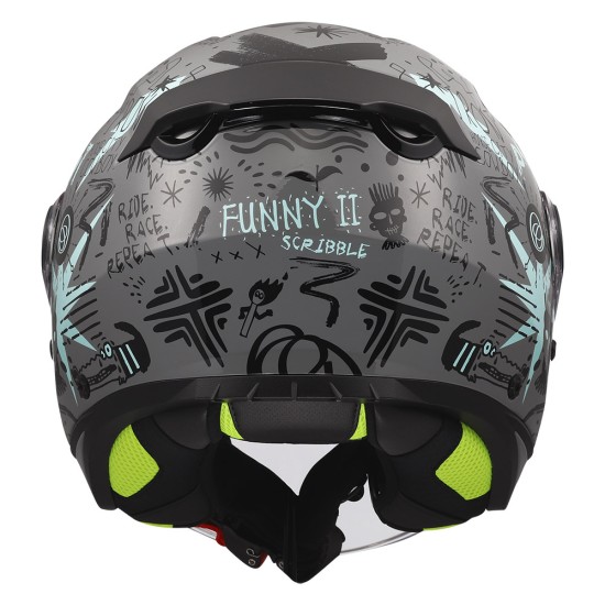 Casco infantil LS2 OF622 FUNNY II SCRIBBLE Gloss Grey Blue - Micasco.es - Tu tienda de cascos de moto