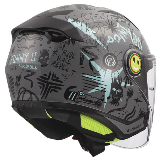Casco infantil LS2 OF622 FUNNY II SCRIBBLE Gloss Grey Blue - Micasco.es - Tu tienda de cascos de moto