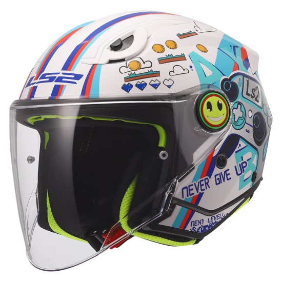 Casco infantil LS2 OF622 FUNNY II NEXT LEVEL Gloss White - Micasco.es - Tu tienda de cascos de moto