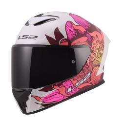 Casco LS2 FF820 Rapid III POPPIES II Gloss White Pink
