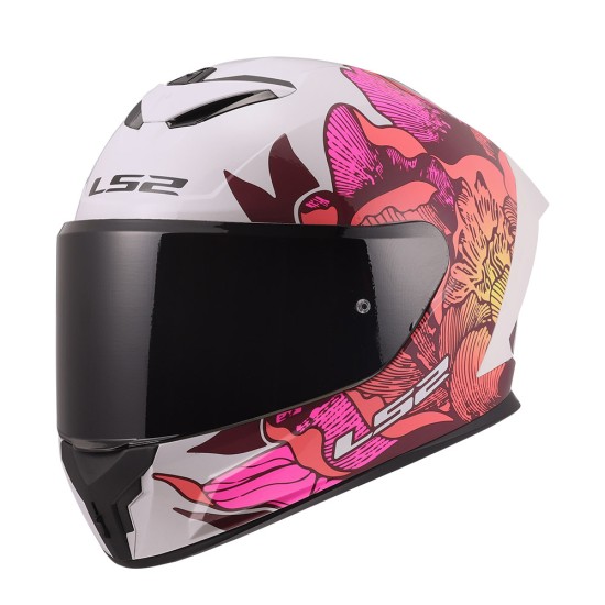 Casco LS2 FF820 Rapid III POPPIES II Gloss White Pink - Micasco.es - Tu tienda de cascos de moto