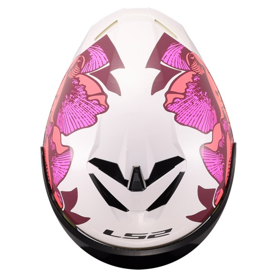 Casco LS2 FF820 Rapid III POPPIES II Gloss White Pink - Micasco.es - Tu tienda de cascos de moto