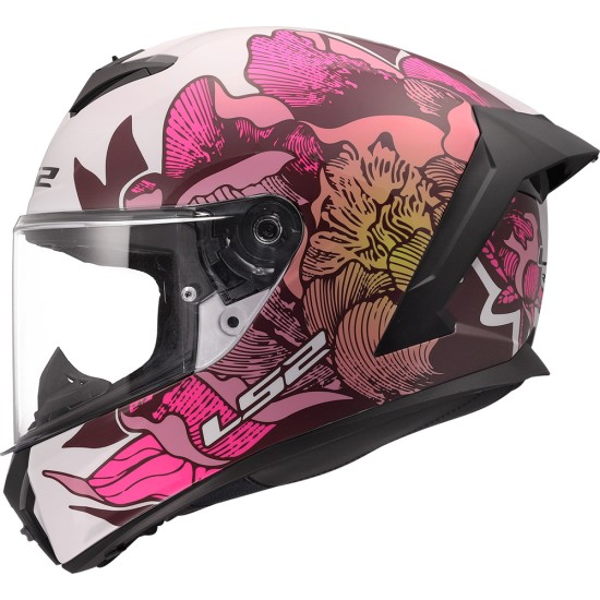 Casco LS2 FF820 Rapid III POPPIES II Gloss White Pink - Micasco.es - Tu tienda de cascos de moto