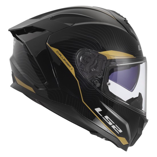 LS2 FF817 CHALLENGER II ESSENTIAL Gloss Black Gold - Micasco.es - Tu tienda de cascos de moto