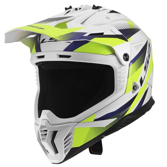 LS2 MX708 FAST II FORT Gloss White HV Yellow - Micasco.es - Tu tienda de cascos de moto