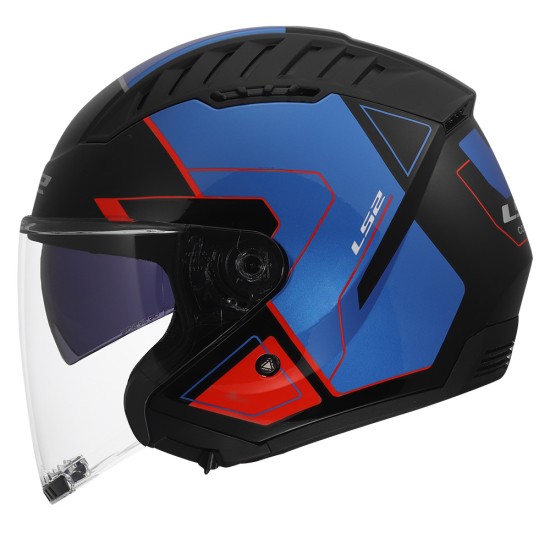 Casco jet LS2 OF600 Copter II Tango Gloss Black Blue Red - Micasco.es - Tu tienda de cascos de moto