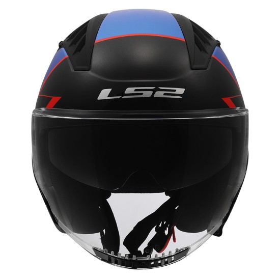 Casco jet LS2 OF600 Copter II Tango Gloss Black Blue Red - Micasco.es - Tu tienda de cascos de moto