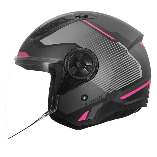 Casco jet LS2 OF616 Airflow II SOLAR Matt Grey Pink - Micasco.es - Tu tienda de cascos de moto