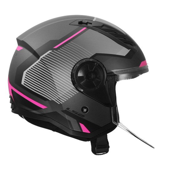 Casco jet LS2 OF616 Airflow II SOLAR Matt Grey Pink - Micasco.es - Tu tienda de cascos de moto