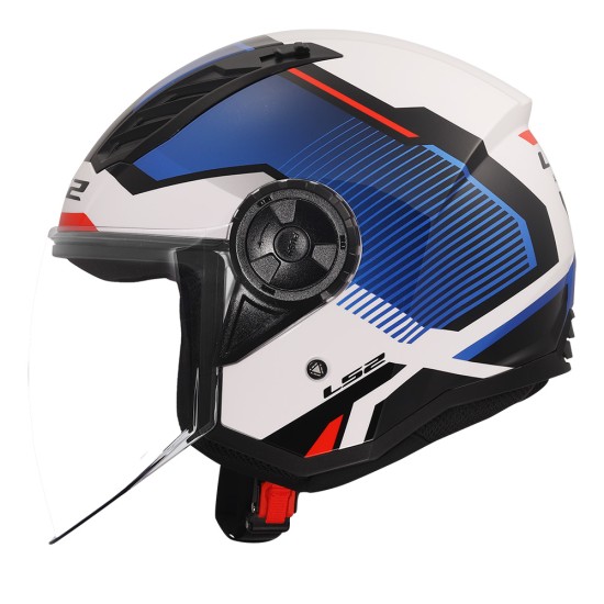 Casco jet LS2 OF616 Airflow II SOLAR Gloss White Blue Red - Micasco.es - Tu tienda de cascos de moto