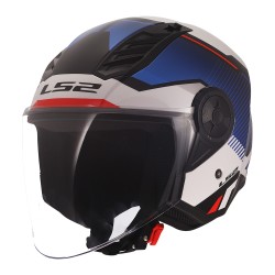 Casco jet LS2 OF616 Airflow II SOLAR Gloss White Blue Red