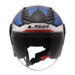 Casco jet LS2 OF616 Airflow II SOLAR Gloss White Blue Red - Micasco.es - Tu tienda de cascos de moto