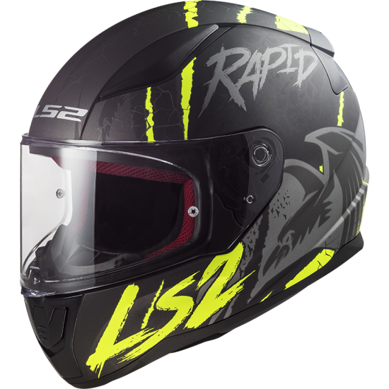 Casco integral LS2 Helmets FF353 RAPID Raven Matt Black Silver HV Yellow - Micasco.es - Tu tienda de cascos de moto