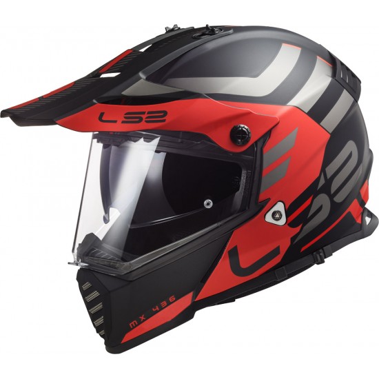 Casco offroad LS2 Helmets MX436 PIONEER EVO Adventurer Matt Black Red - Micasco.es - Tu tienda de cascos de moto