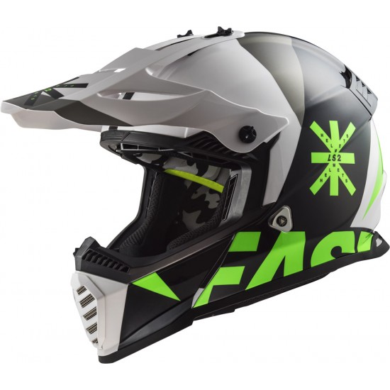 Casco cross/enduro LS2 Helmets MX437 FAST EVO Heavy Black White - Micasco.es - Tu tienda de cascos de moto