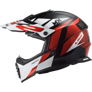 Casco cross/enduro LS2 Helmets MX437 FAST EVO Strike Black White Red - Micasco.es - Tu tienda de cascos de moto