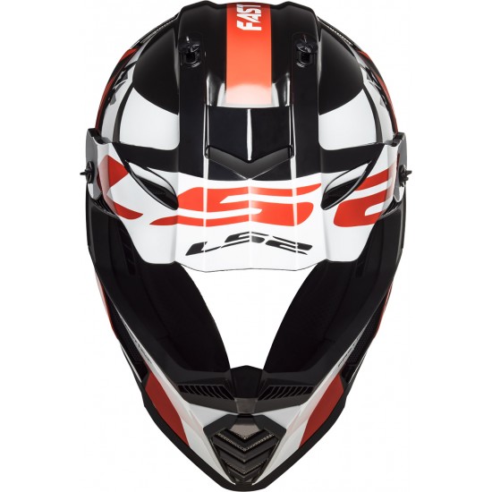 Casco cross/enduro LS2 Helmets MX437 FAST EVO Strike Black White Red - Micasco.es - Tu tienda de cascos de moto