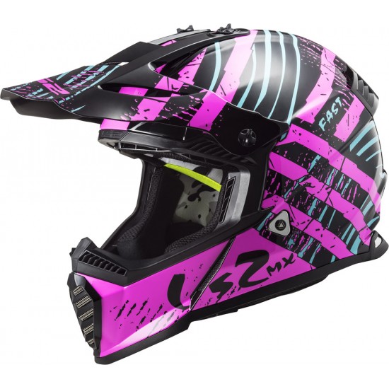 Casco cross/enduro LS2 Helmets MX437 FAST EVO Verve Black Fluo Pink - Micasco.es - Tu tienda de cascos de moto