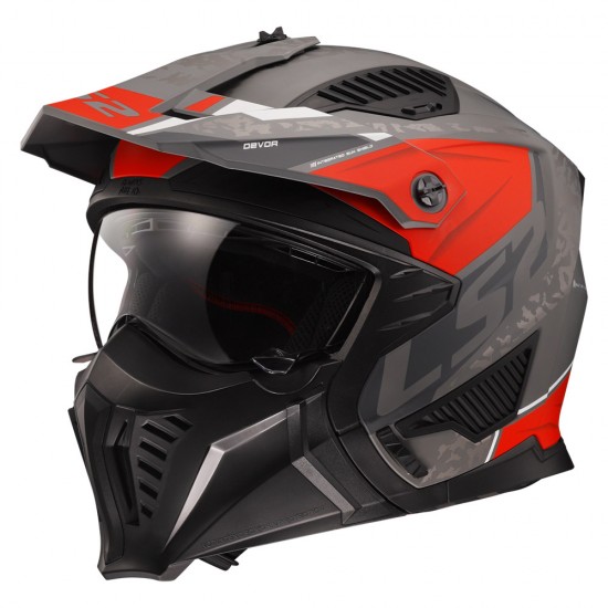 LS2 OF606 DRIFTER Devor Matt Silver Titanium Red - Micasco.es - Tu tienda de cascos de moto