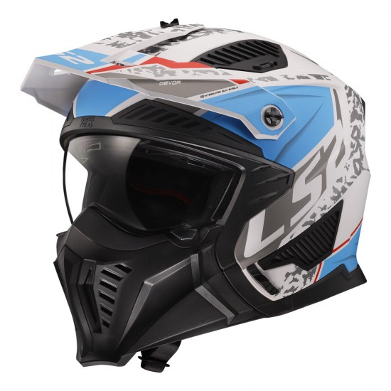 LS2 OF606 DRIFTER Devor Matt White Blue - Micasco.es - Tu tienda de cascos de moto