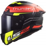 LS2 FF805 THUNDER Carbon Black Attack Red HV Yellow - Micasco.es - Tu tienda de cascos de moto