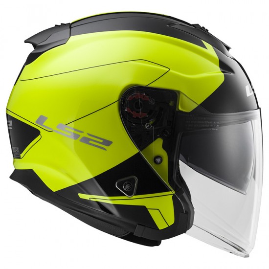 SUPEROFERTA Casco jet LS2 Helmets OF521 INFINITY BEYOND Black H-V Yellow - Micasco.es - Tu tienda de cascos de moto