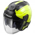 SUPEROFERTA Casco jet LS2 Helmets OF521 INFINITY BEYOND Black H-V Yellow