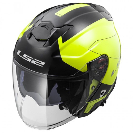 SUPEROFERTA Casco jet LS2 Helmets OF521 INFINITY BEYOND Black H-V Yellow - Micasco.es - Tu tienda de cascos de moto