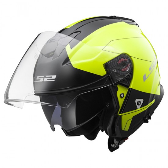 SUPEROFERTA Casco jet LS2 Helmets OF521 INFINITY BEYOND Black H-V Yellow - Micasco.es - Tu tienda de cascos de moto