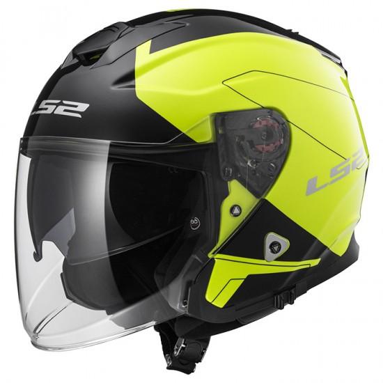 SUPEROFERTA Casco jet LS2 Helmets OF521 INFINITY BEYOND Black H-V Yellow - Micasco.es - Tu tienda de cascos de moto