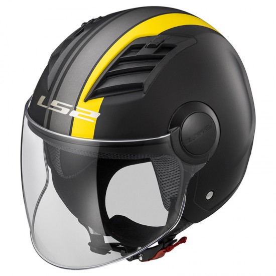 Casco jet LS2 Helmets OF562 AIRFLOW L METROPOLIS Matt Black Yellow - Micasco.es - Tu tienda de cascos de moto