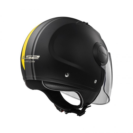 Casco jet LS2 Helmets OF562 AIRFLOW L METROPOLIS Matt Black Yellow - Micasco.es - Tu tienda de cascos de moto