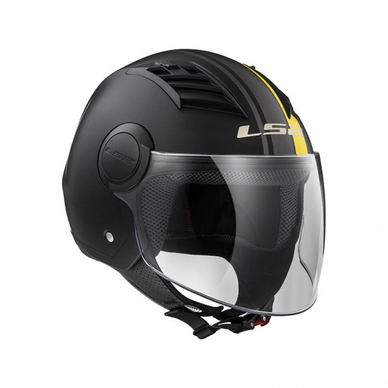 Casco jet LS2 Helmets OF562 AIRFLOW L METROPOLIS Matt Black Yellow - Micasco.es - Tu tienda de cascos de moto