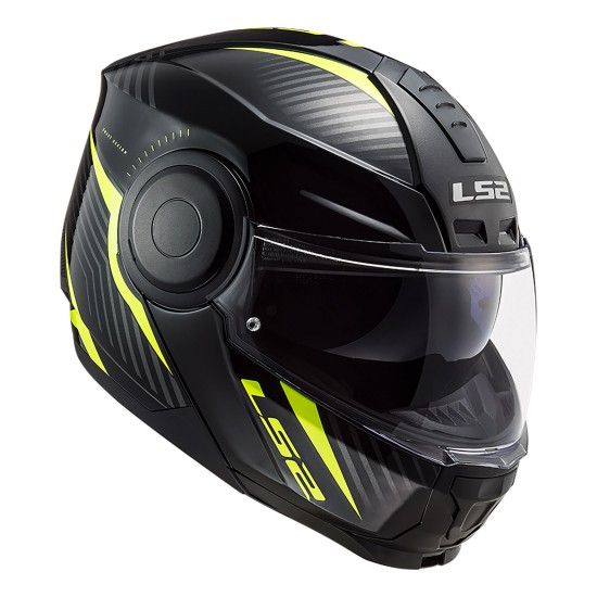 Casco Convertible LS2 ff902 SCOPE Skid Black HV Yellow - Micasco.es - Tu tienda de cascos de moto