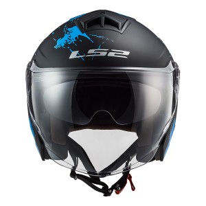 Casco jet LS2 OF573 TWISTER II Xover Matt Black Blue - Micasco.es - Tu tienda de cascos de moto