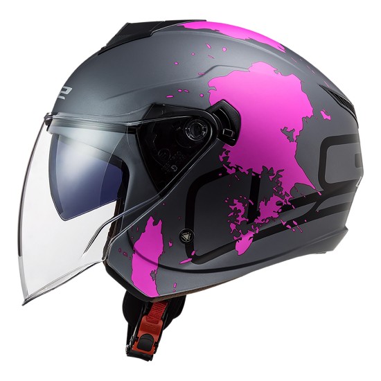 Casco jet LS2 OF573 TWISTER II Xover Matt Titanium Purple - Micasco.es - Tu tienda de cascos de moto