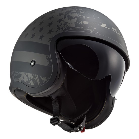 Casco jet LS2 Helmets OF599 SPITFIRE Black Flag Matt Black Titanium - Micasco.es - Tu tienda de cascos de moto