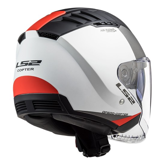 Casco jet LS2 OF600 Copter Urbane Matt White Red - Micasco.es - Tu tienda de cascos de moto